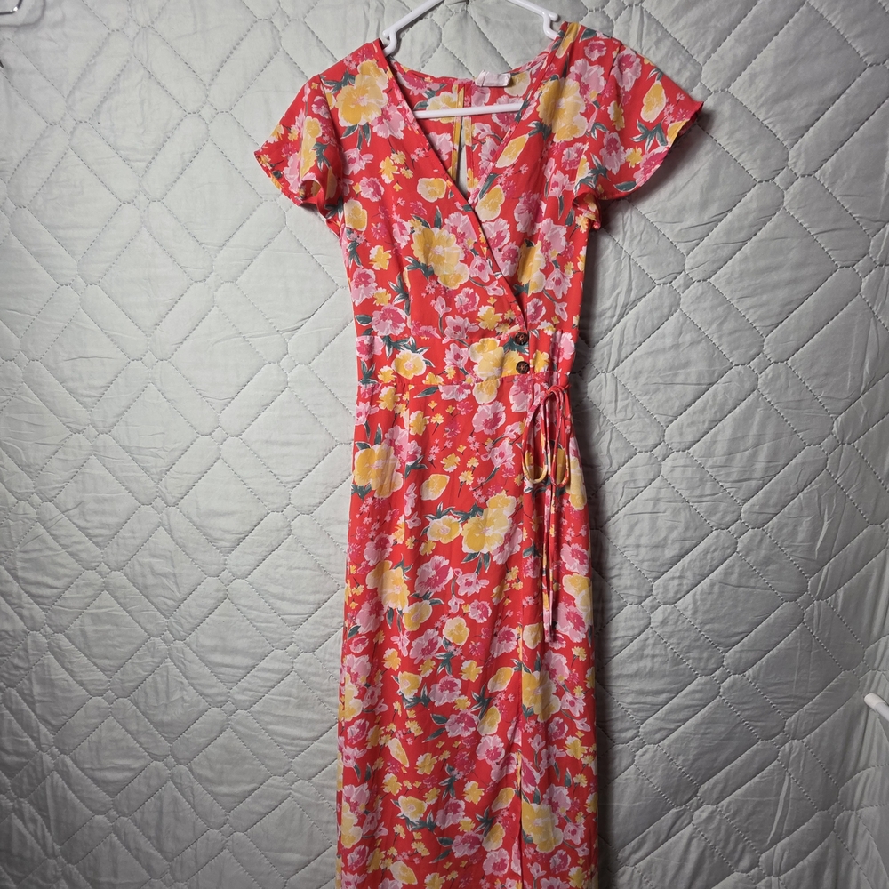 Sienna Sky Orange Size XS
 Floral Short Sleeve Dress midi
Lightweight fabric - Picture 4 of 11